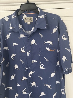 Salt Life Shirt Mens XL Fishing All Over Marlin Print Short Sleeve Camp