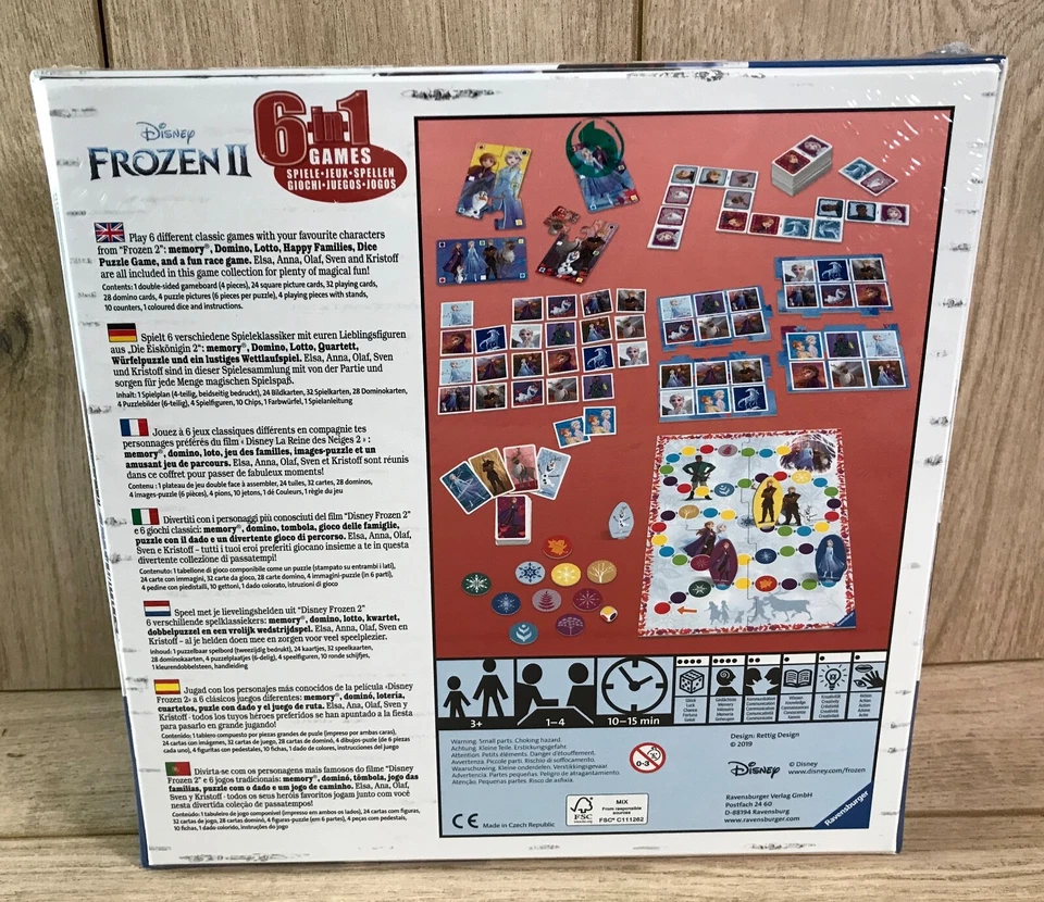 Disney Frozen 6-in-1 Children's Board Puzzle Games - Dominoes, Happy Families - Image 2 of 2