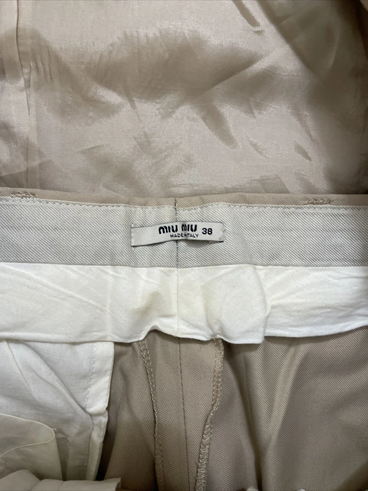 Giacca pantaloni blazer MIU MIU donna beige cachi tuta 2 pezzi taglia 40 38 Italia