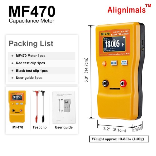 Capacitor Tester, MF470 Auto Ranging Capacitance Meter, Professional Measuring - Picture 8 of 12
