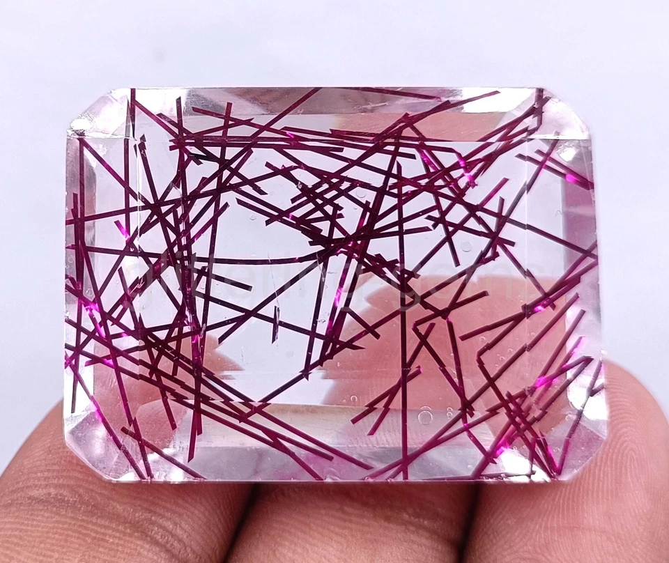 Pink Rutilated Quartz 129.90 Ct Certified Emerald Cut IGL Loose Gemstone 5JSA - Image 4 of 4