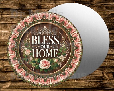Metal  Round Sign  BLESS OUR HOME  Wreaths Crafts & miniatures Projects