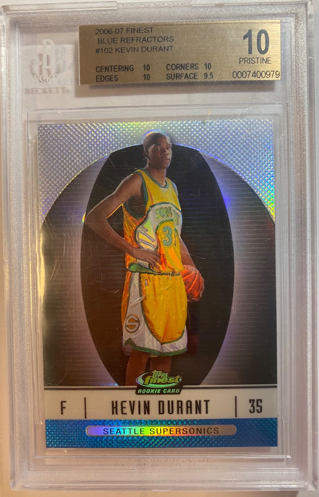 2006-07 Topps Finest Blue Refractor Kevin Durant RC #102 /299 BGS 10 Pristine