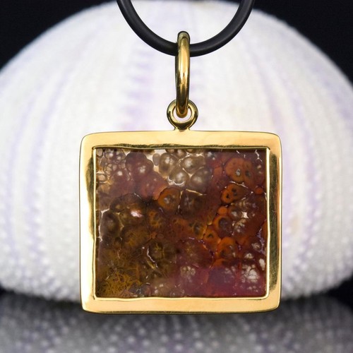 Anhänger Feder Achat Cabochon & Vermeil 18K Vergoldet an Sterling Silber 6.26 G - Bild 12 von 13