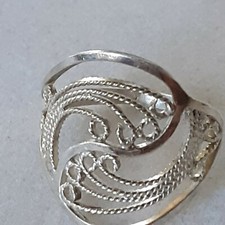 925 sterling silver open work swirl design ring, size 7 3/4