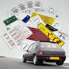 Peugeot 205 Gti Gt 1.9 Restoration Warning Caution Engine Stickers Labels