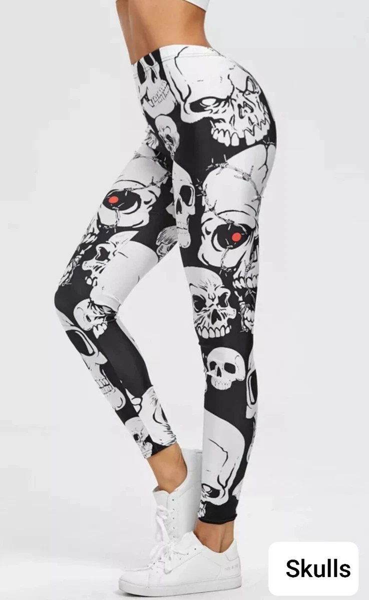 Women Girls Leggings Sports Yoga Pants Digital 3D Printed Skulls Hot Trends