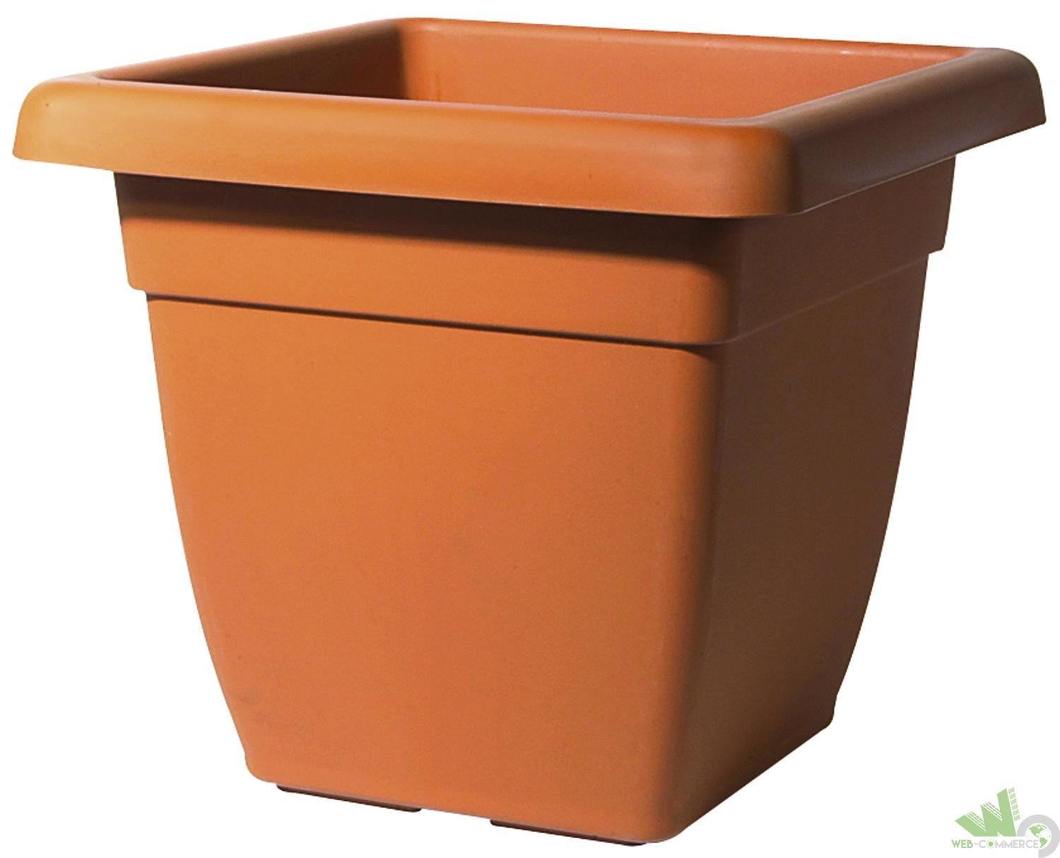 4 PZ VASO QUADRO QUADRATO PER PIANTE ATENA CM.35X35X30 PLASTICA EFF. TERRACOTTA