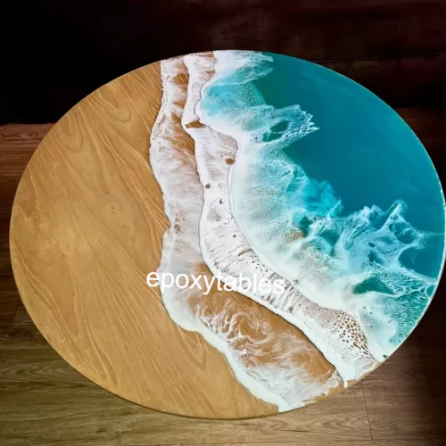 Round Ocean Wave Epoxy Table Handmade Epoxy Coffee Side End Table Home ...