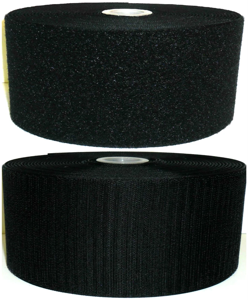 HQG BLACK, SEW ON, 4"/100MM, 1 METRE, HOOK & LOOP FASTENER SET, FREE P&P