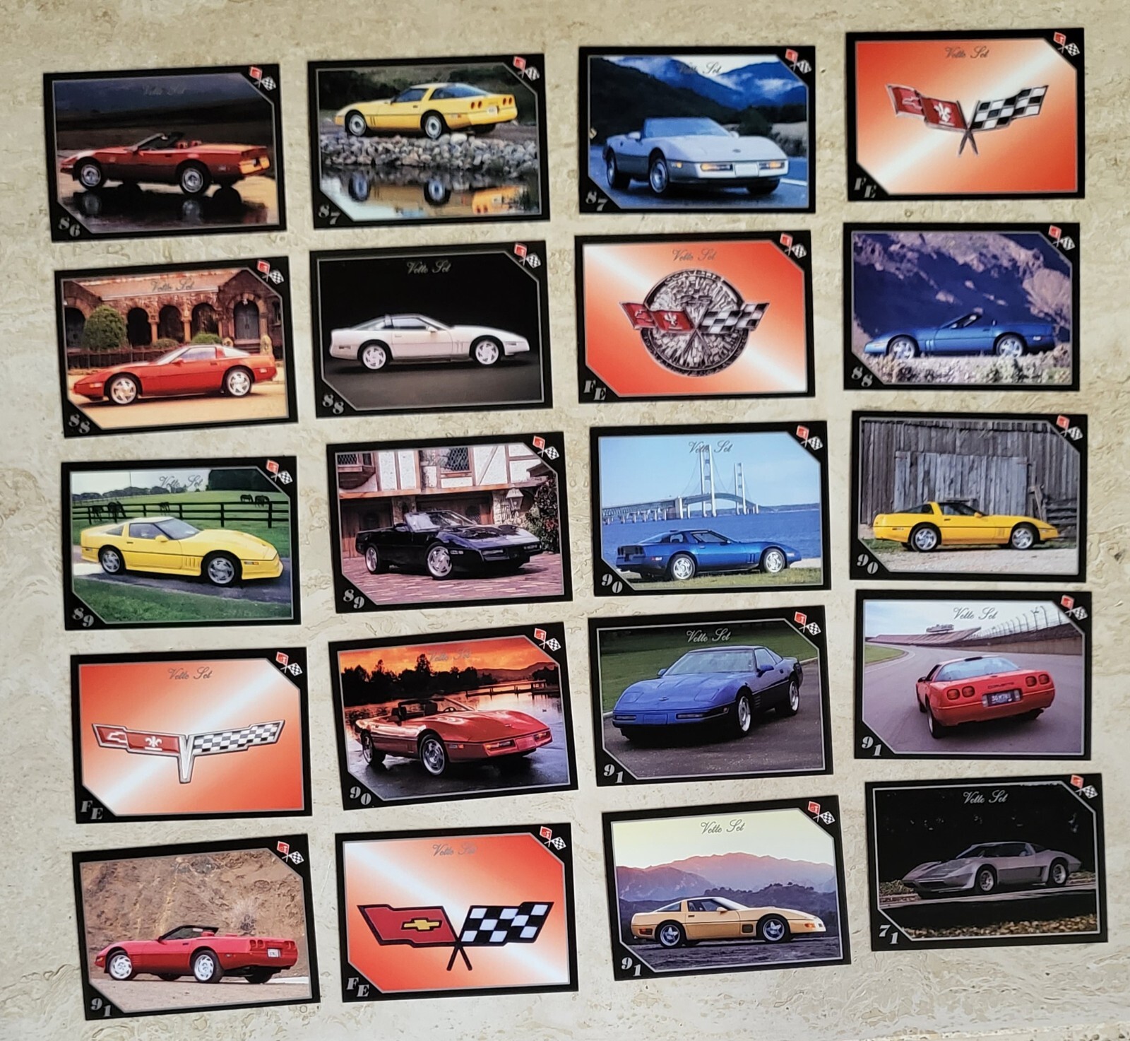 1991 COMPLETE SET CORVETTE COLLECTOR CLASSIC CARS TRADING CARDS Plastic