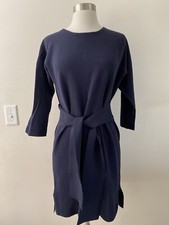 NWOT J.CREW Women's Tie-Waist Cotton Dress Indigo Sea Navy H6940 Small S
