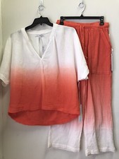 Young Fabulous Broke Orange Ombre Top Cropped Pant 2 Piece Set Size S or M