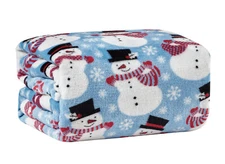 Kate Aurora Living Winter Blue Snowman Christmas Ultra Plush Throw Blanket