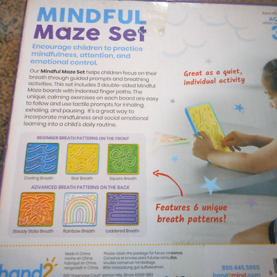 Hand2Mind Mindful Maze Set of 3 Unique Double-Sided Breathing