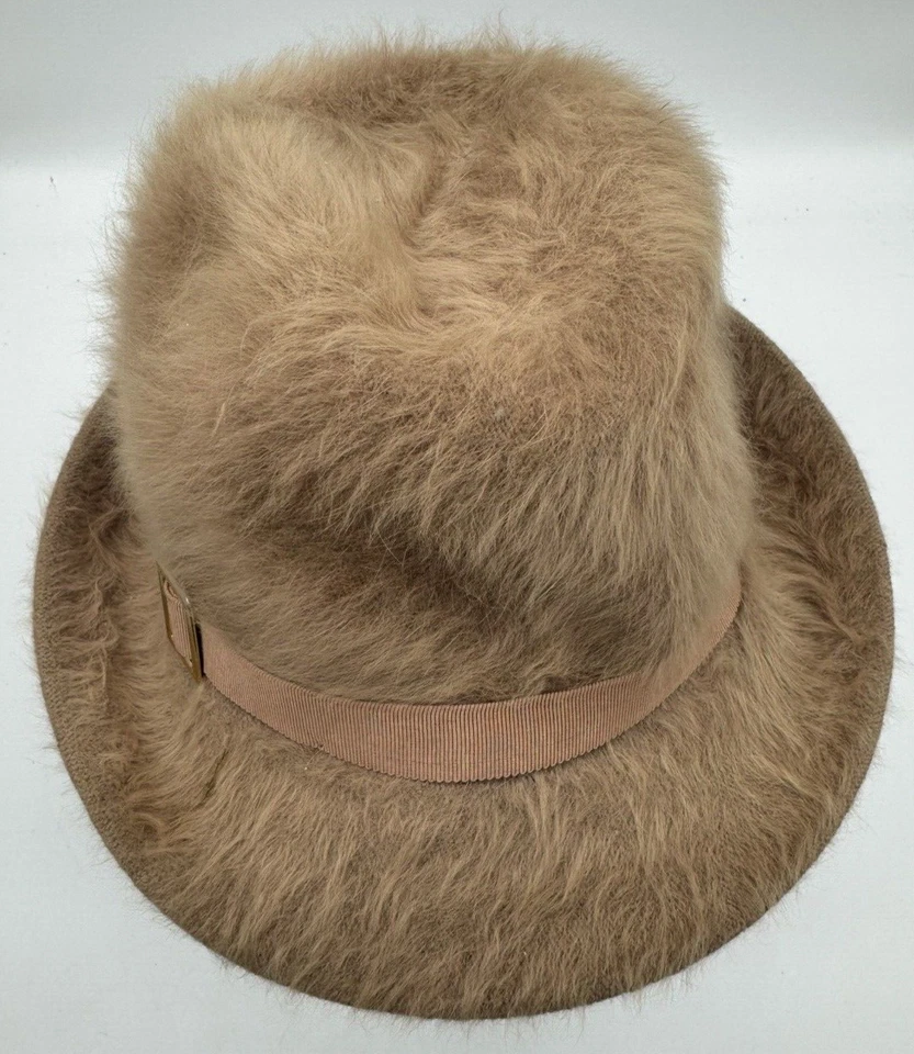 Kangol Fugora Cloche Hat Brown Angora Fur Bucket Hat Made In England Gold Buckle - Image 3 of 4