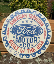 Ford Motor Company Built Usa American Tradition Tin Metal Sign Auto Car Garage