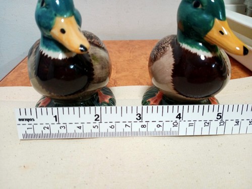 Pair Ceramic Ducks Bird Figurine Animal Statue Home Decor Brown Collectible - Picture 9 of 9