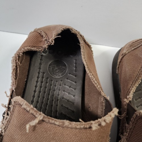Crocs Loafers Mens 9 Santa Cruz Shoes Brown Canvas Slip On Casual Comfort - Picture 8 of 9