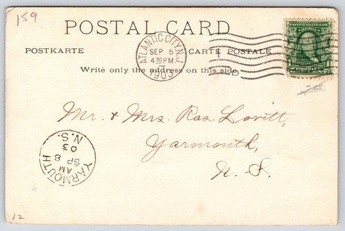 1903 The Inlet Atlantic City New Jersey Boats And Ships Sailing Posted Postcard - Picture 2 of 2