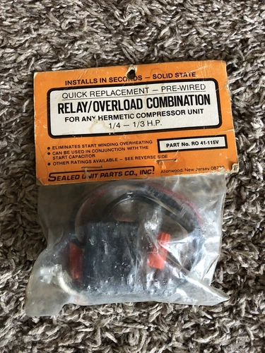Relay Overload Combination, Part RO 41-115V, For 1/4-1/3 HP Hermetic Compressor