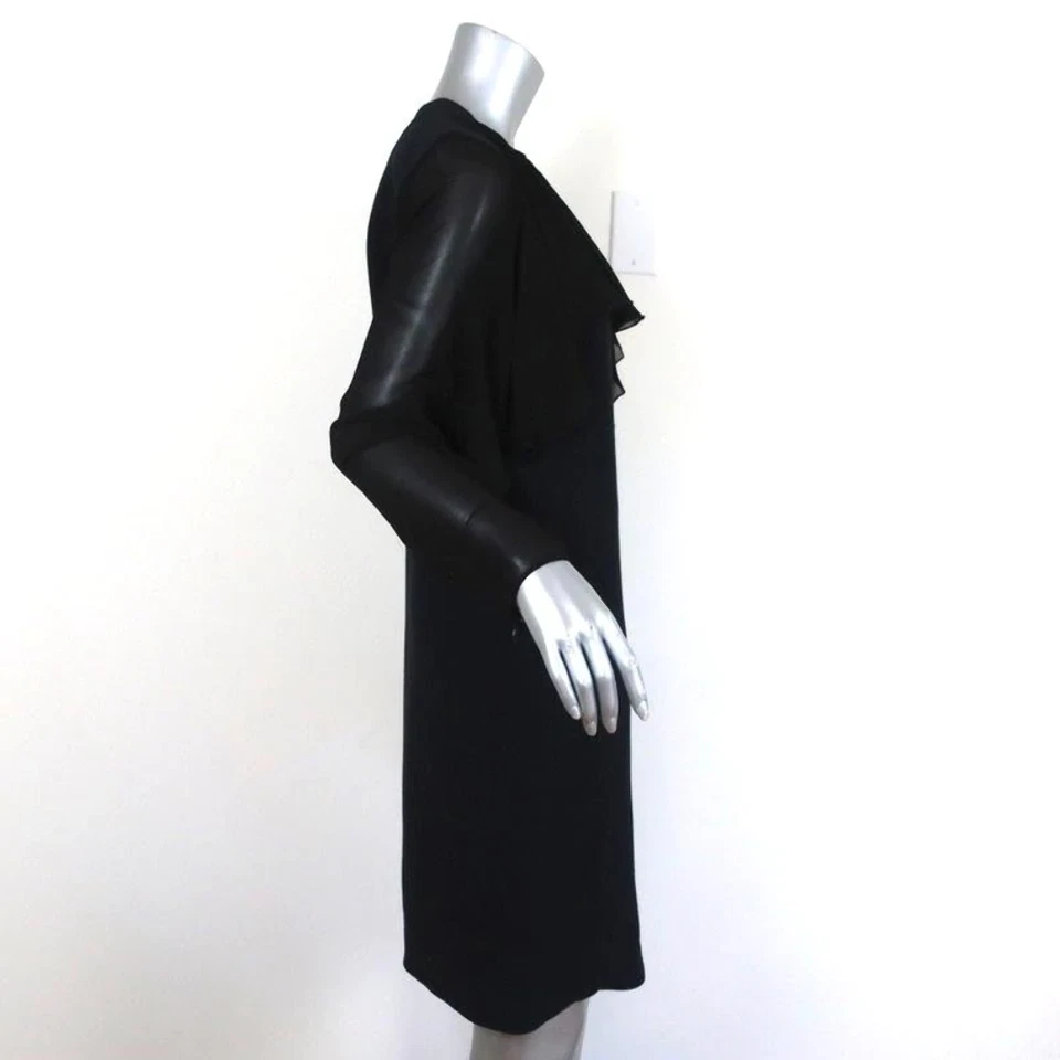 Giambattista Valli Dress Black Ruffled Chiffon & Navy Cady Size 44 Long Sleeve - Image 4 of 4