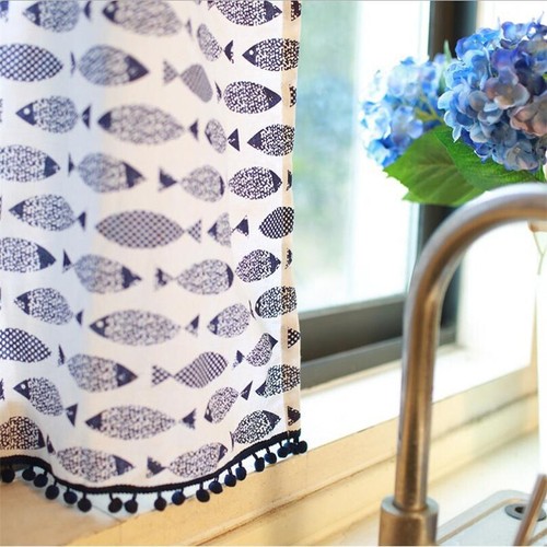 Varilla Bolsillo Impreso Media Cortina Corta para Ventana Cortina Cocina Mueble Baño - Imagen 451 de 497