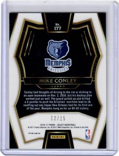 2016-17 Select Mike Conley National Pink Prizm Insert Card /15 Memphis Grizzlies - Picture 2 of 2
