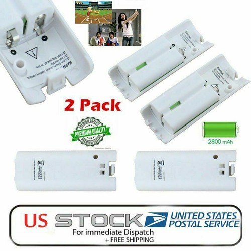 2pcs 2800mAh Rechargeable Battery Pack For Nintendo Wii Remote Controller White - Foto 2 di 7