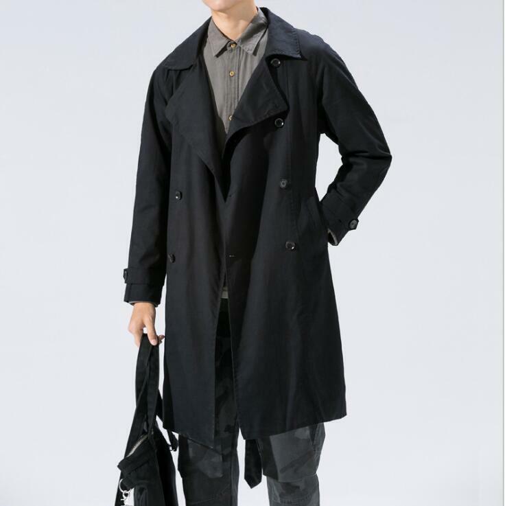 Spring Autumn Mens Coat Mid-Length Japanese Style Trench Coat