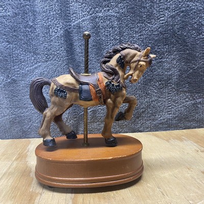 Carousel Horse Porcelain Figurine Wind Up Full Size Display