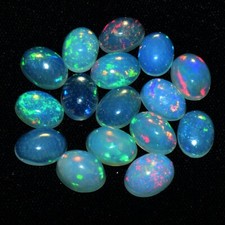 16 Pcs Natural Opal Oval Cabochon 7mm 5mm Flashy Multi Color Loose Gemstones Lot