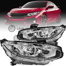 For 2016-2021 Honda Civic Projector W/LED DRL Chrome Headlights Assembly Pair