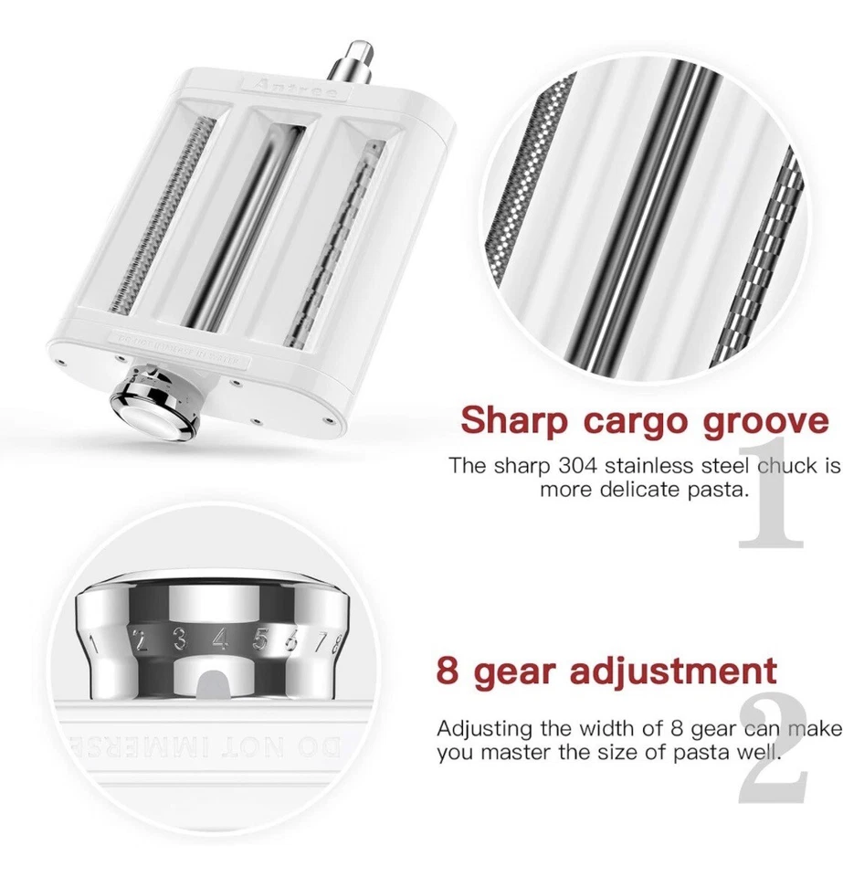 Accesorio para hacer pasta 3 en 1 para batidoras de pie, incluye rodillo de hoja de pasta Foto 3 de 4