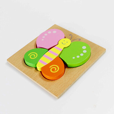 Natural Wood Butterfly Jigsaw Puzzle Play Set Pre-Kindergarten Toy & Brainteaser