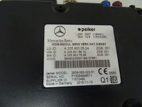 Mercedes 176 205 166 Communication Control Unit Communication Module A2059000524 - Picture 2 of 3