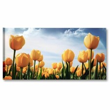 Tulipani Gialli - Quadro su Tela Fiori 90 x 45 Soggiorno Cucina Camera da Letto