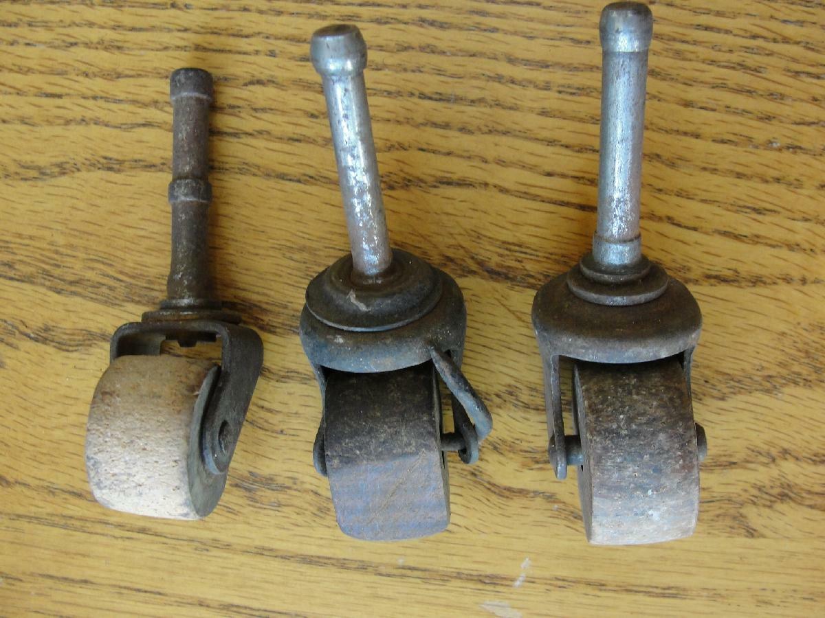3 Odd Misc. Vintage Furniture Wheels Wood & Metal Swivel Caster Repair