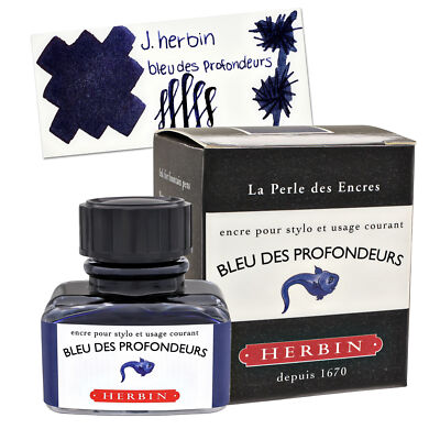 J. Herbin Bottled Ink for Fountain Pens 30mL - Bleu des Profondeurs H130-18