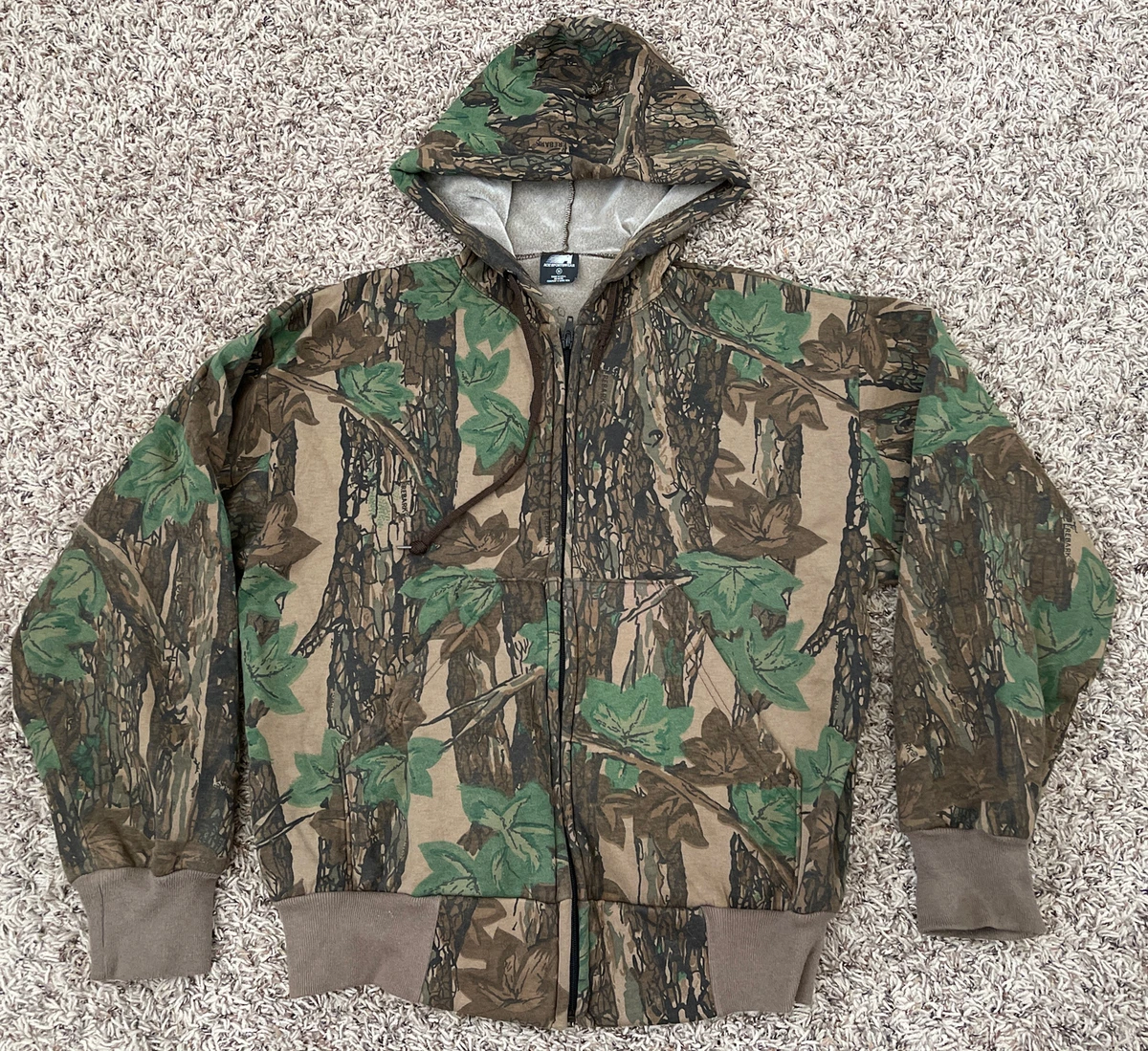 Vintage Ace Sportswear Men's Trebark Camo Full Zip Hoodie