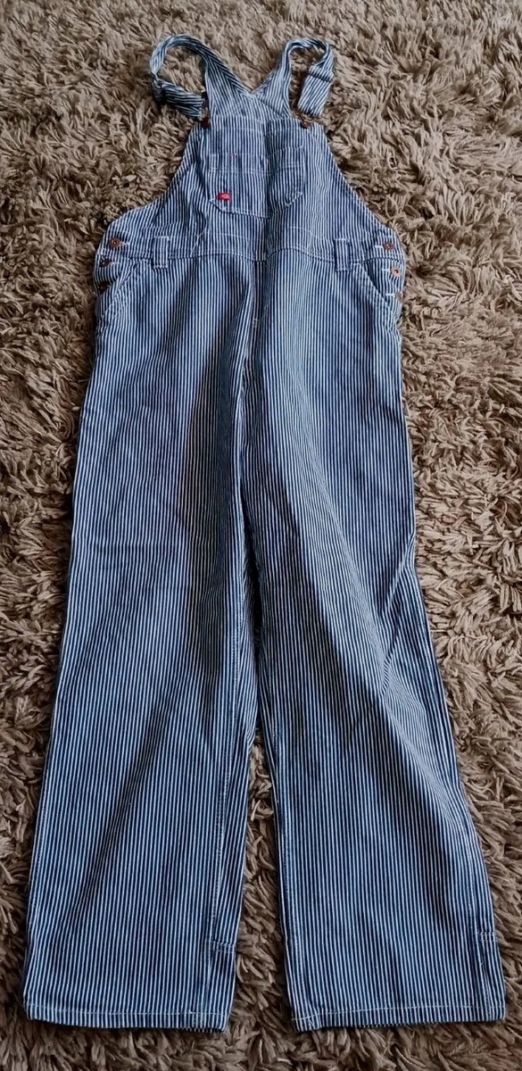 Dickies Hickory Railroad Striped Blue & White Overalls 36 x 30 EUC