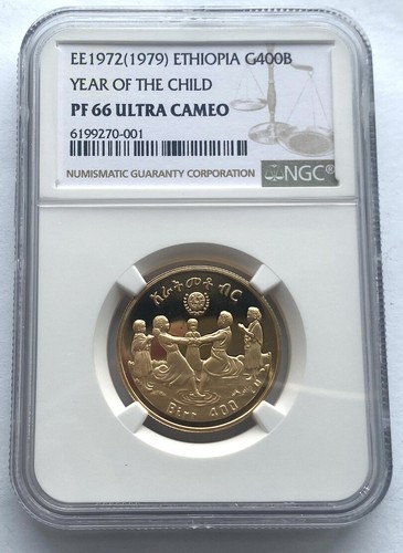 Ethiopia 1972 Year of Child 400 Birr NGC Gold Coin,Proof
