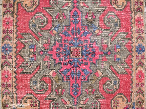 Alfombra Turca 50''x84'' Vintage 4x7 Color Apagado Oushak Rosa INCREÍBLE Alfombra 128x216cm - Imagen 5 de 12