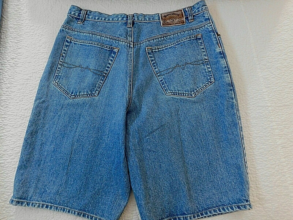VINTAGE MANEUVERS MENS JEAN SHORTS SZ 36 BLUE DENIM (C4026