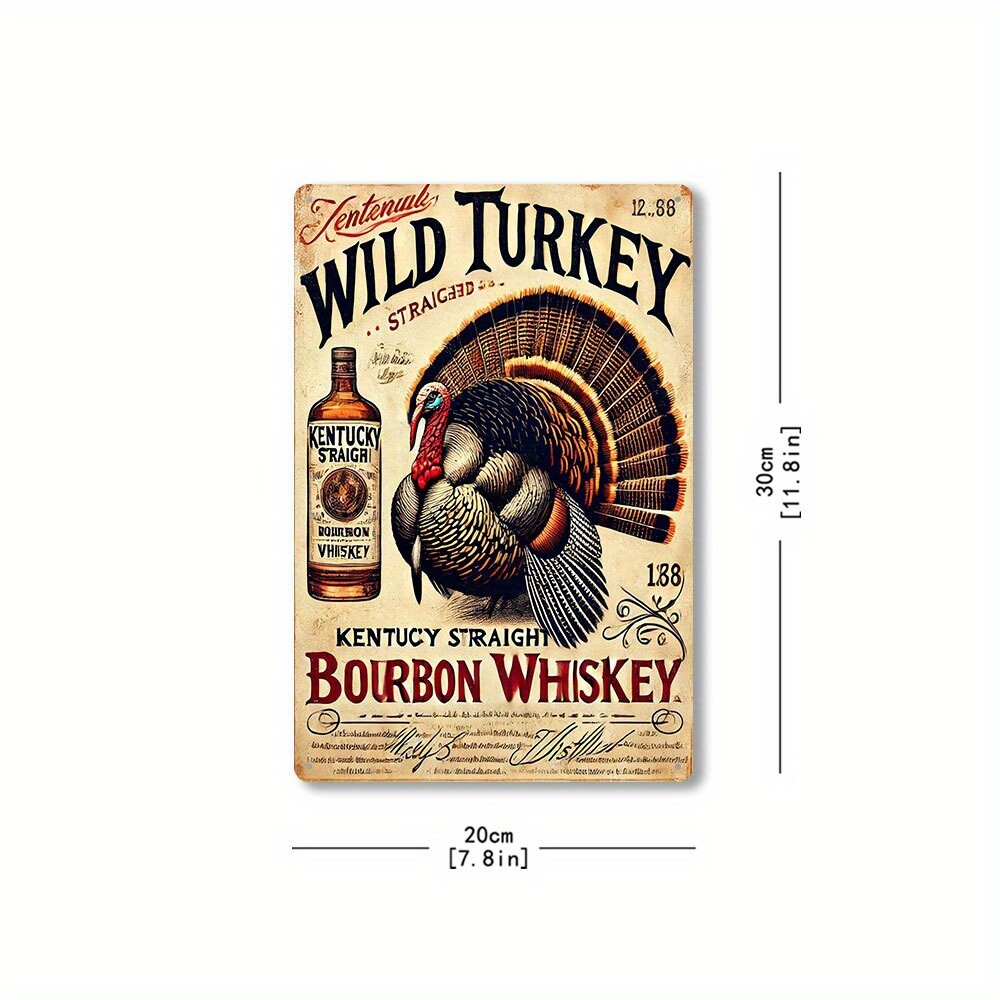 Wild Turkey Kentucky Bourbon Whiskey Vintage Metal Wall Art Tin