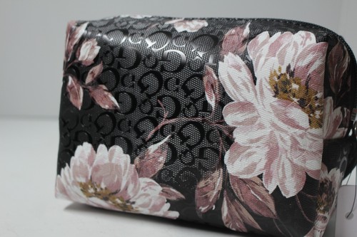 GUESS Wristlet Travel Cosmetic Case HOMESTEAD Black with soft pink flowers NWT - Picture 4 of 8