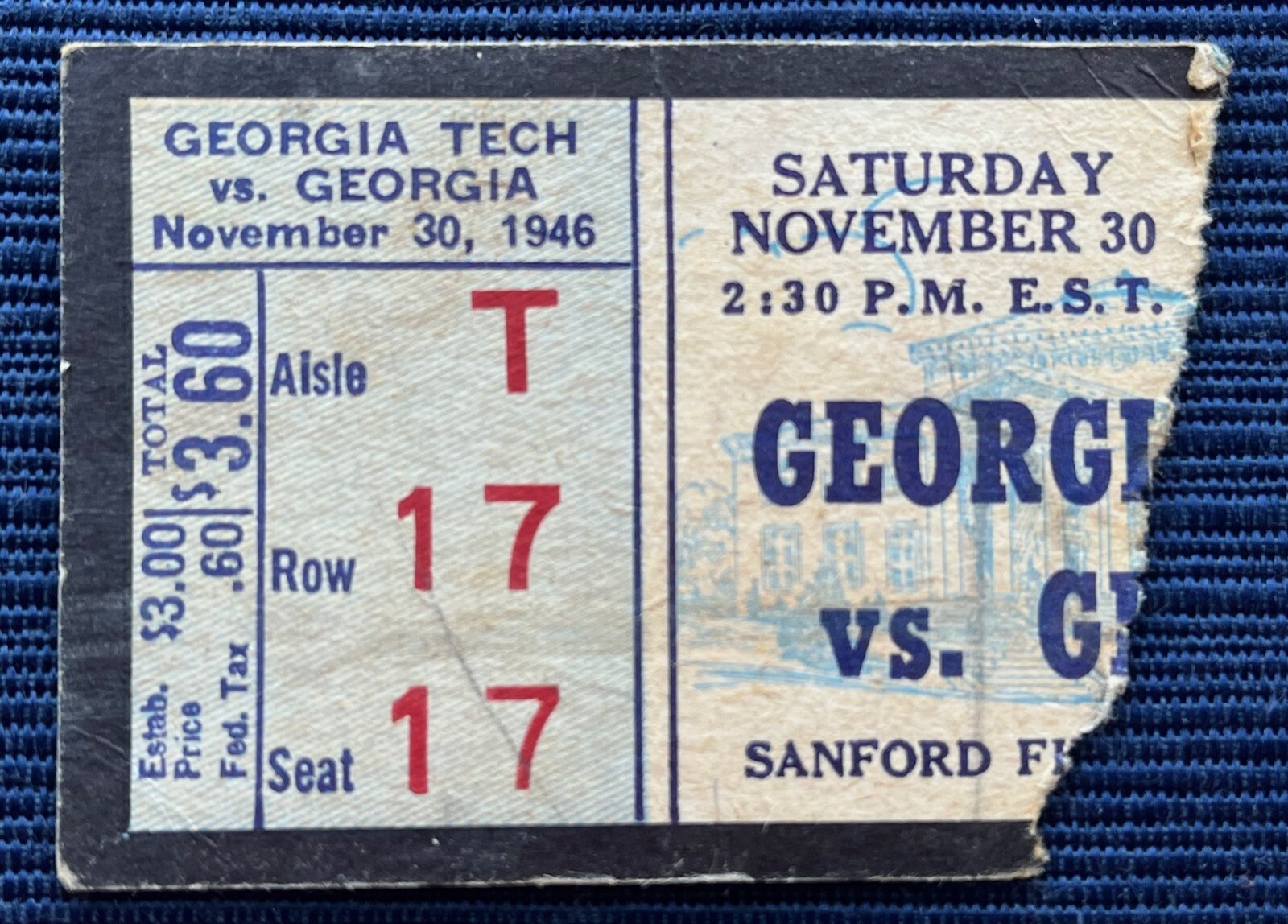 4 Vintage University Of Georgia Vs GA Tech Football Game Ticket Stubs 4-vintage-university-of-georgia-vs-ga-tech-football-game-ticket-stubs