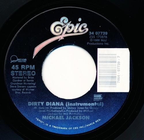 MICHAEL JACKSON - DIRTY DIANA - EPIC 34 07739 - 45 Record VG+