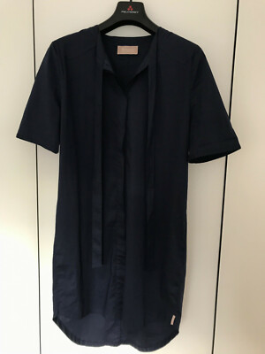 81 Hours Blusenkleid Longbluse mit Schlitzen-Schleife Dunkelblau Gr. S Top!