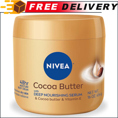 NIVEA Cocoa Butter Body Cream with Deep Nourishing Serum Vit E, 15.5 Ounce